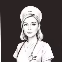 the doctor is in black and white, with a white background