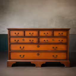 a large wooden dresser with six drawers