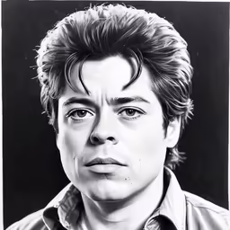 a portrait of a man with freckled hair looking intently at the camera