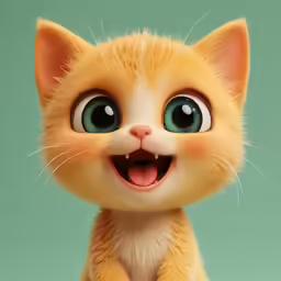 a cat smiles as it sits down with green eyes