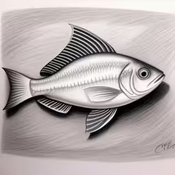 a fish is on a paper in the drawing,this is an image of a fish drawn by pencil