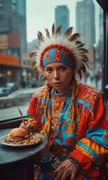 a man wearing an indian outfit eating food