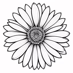 a large white flower with black centers,the back side of a large white daisy flower,a flower with a white background,a sunflower drawing that is drawn in black and white,a black and white daisy on white