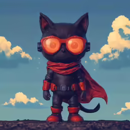 a cartoon character in red goggles and red boots is standing on the ground