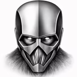 a drawing of a villain face and the caption on the photo is black