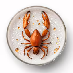 two crabs on top of white and silver plate