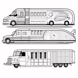 an image of a long bus on the road,a line drawing of a long and small train with the same size