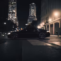 black car parked on the side of the road