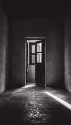 the door to a room that has no light coming in