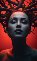 a woman with black makeup and long hair