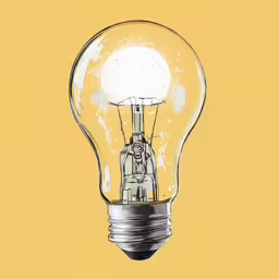 an illustration of a light bulb against a yellow background