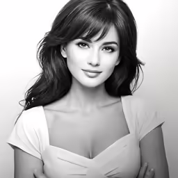 a woman wearing a white dress in the middle of her breasts