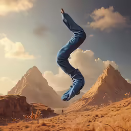 a young man jumping up into the air