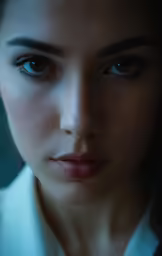 a girl with blue eyes looks directly into the camera