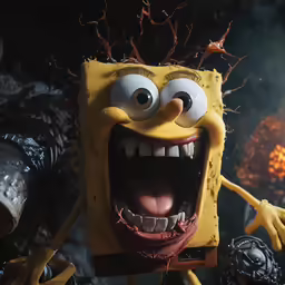 a character from spongebob is wearing an ugly crown