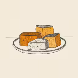 a white plate topped with four cheese slices