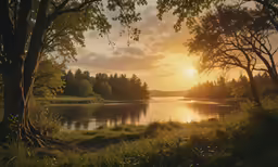 the sun is setting in the middle of a body of water