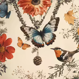there is a large butterfly on the back of the print