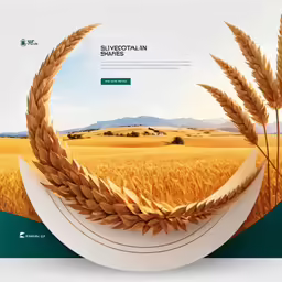 wheat in the middle of a field that appears to be part of a cereal advertisement