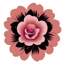 flower shaped object against white background for graphic,the flower is pink and black with petals