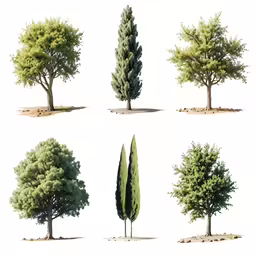 a collection of six different trees