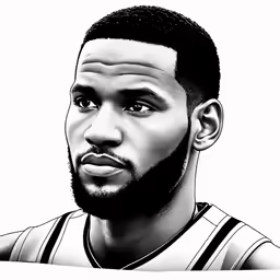 a black and white drawing of a man with a beard