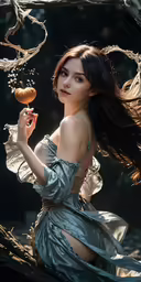 a pretty young woman holding an orange next to her face