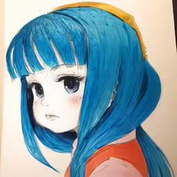 drawing a cartoon with watercolors in progress