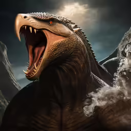 an image of a dinosaur roaring with teeth