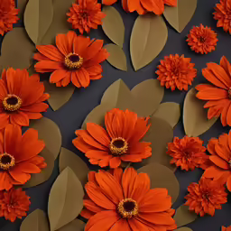 orange and gold flowers on top of each other