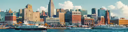 a large city with a bunch of buildings by the water