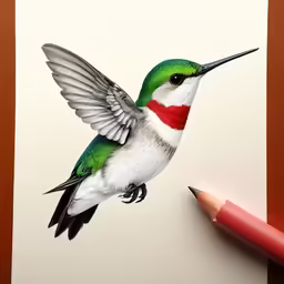 pencil drawing of a bird, on a piece of paper with an eraser next to it