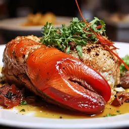 this is a meat and vegetable dish on a plate