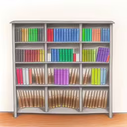 this is a color drawing of a bookshelf