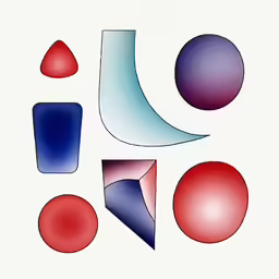 colorful objects with different shapes on top of each other