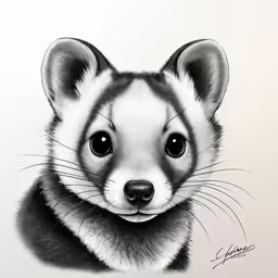 a pencil drawing of a panda cub