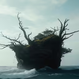 a big tree stuck in a rocky outcropping