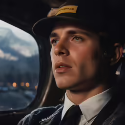 a young man looking out the window in his car