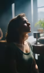 there is a woman that is looking up
