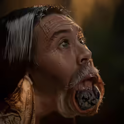a close up of a man with food on his nose