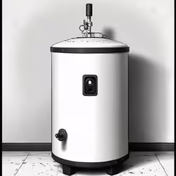 the electric water heater is in a bathroom