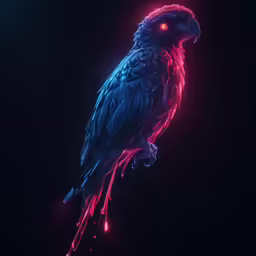 a bright blue and red parrot perched on top of a branch