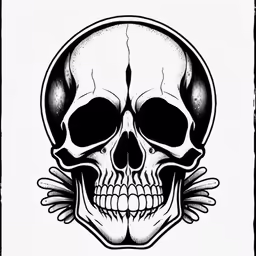 a black and white photo of a skull with wings