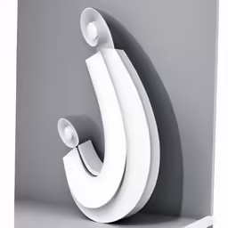 a white paper sculpture sitting on top of a gray wall