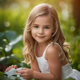 this is an adorable little girl in a white dress