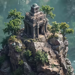the old building has a stone stairway on top