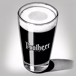 a drawing of a beer glass with the word podher on it