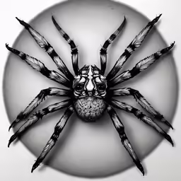 a spider crawling on a plate with wings spread