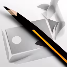 a pencil with white paper in the shape of a square