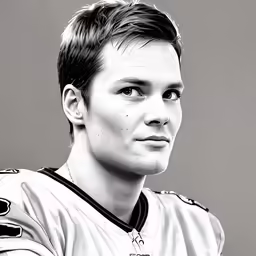 black and white photograph of man in jersey